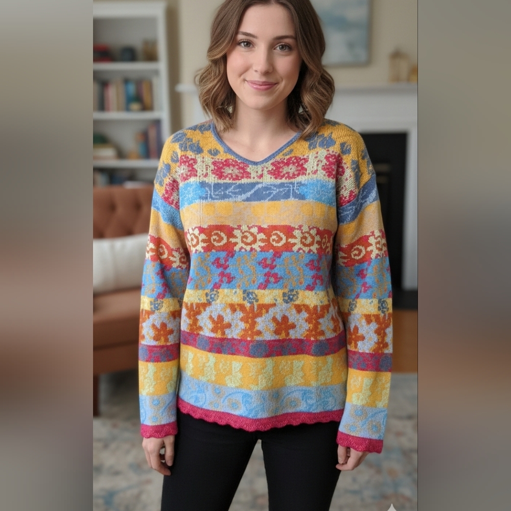 Colorful Striped Vintage Sweater Size S/M
